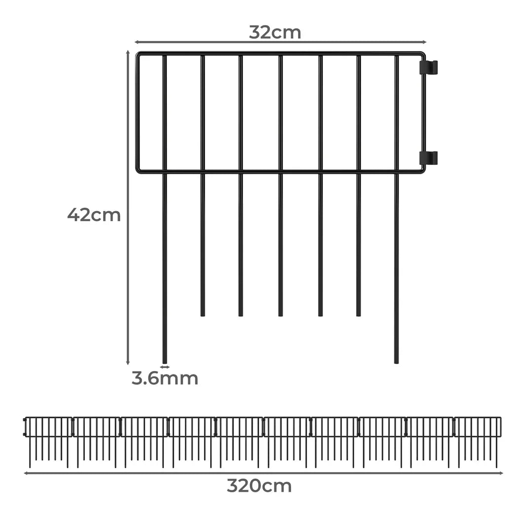 Mountview 10 Pcs Garden Fence Border Rustproof Metal-2050056905409302530