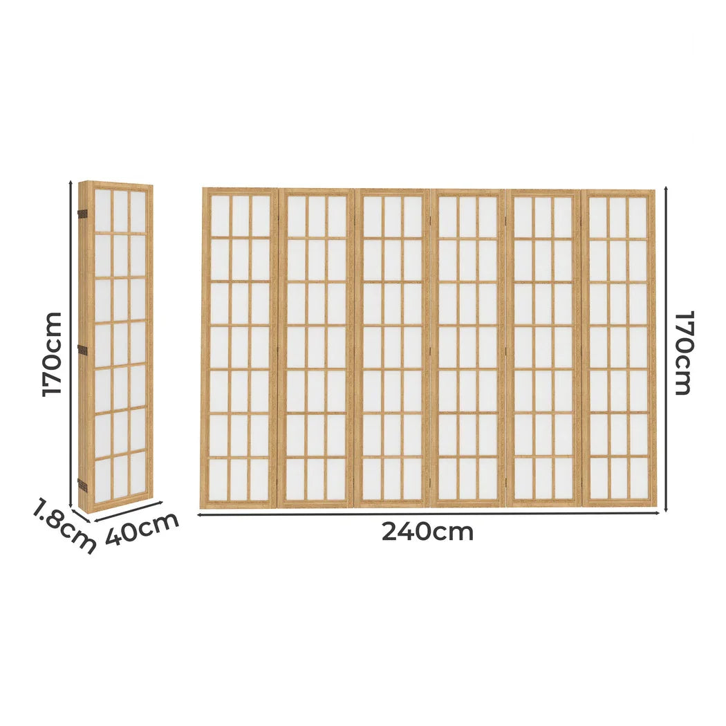 Levede 6 Panel Room Divider 170cm Freestanding Screen-2006732767794171906