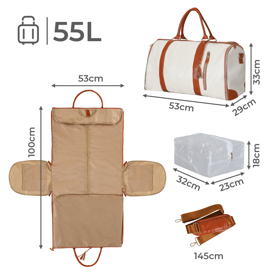 Slimbridge Garment Bags Hanging Suit Duffel Bag Beige-1894516795239436290