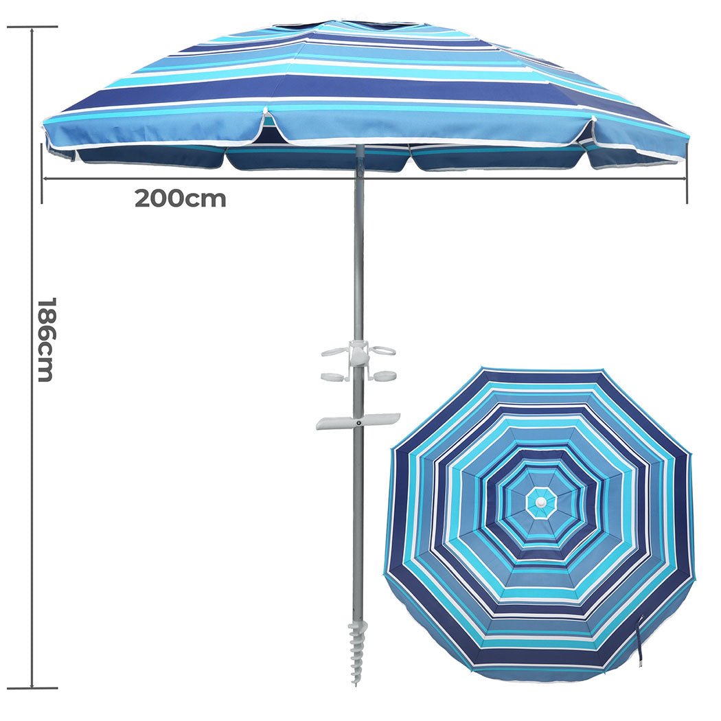 Mountview 2M Outdoor Beach Umbrellas Sand Blue