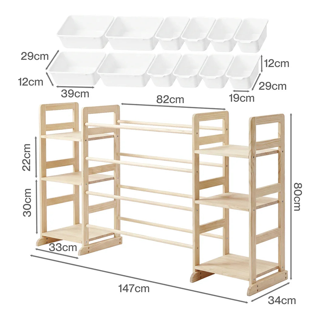 Levede Kids Toy Box Organiser 12 Bins 6 Shelves Display Storage Rack Playroom-2050059011360952322
