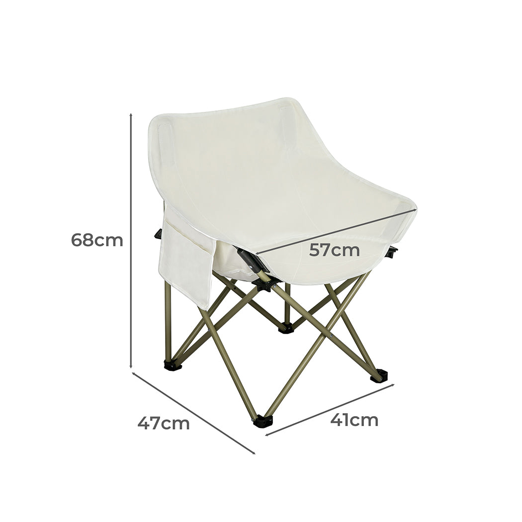 Levede Folding Camping Moon Chair Lightweight Beige-1864184458320678914