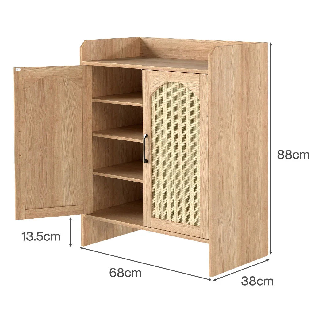 Levede 5 Tier Shoe Cabinet Wooden Double Door Storage Rack Organiser Entryway-2050056773213229058