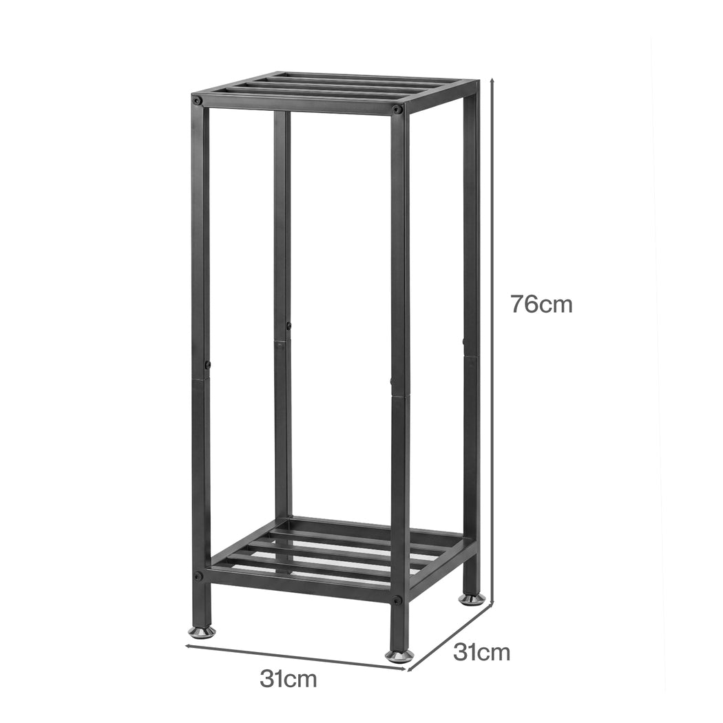 Levede Metal Plant Stand 76cm Tall 2 Tier Indoor Corner Shelf Black Display Rack-2072893560058941442