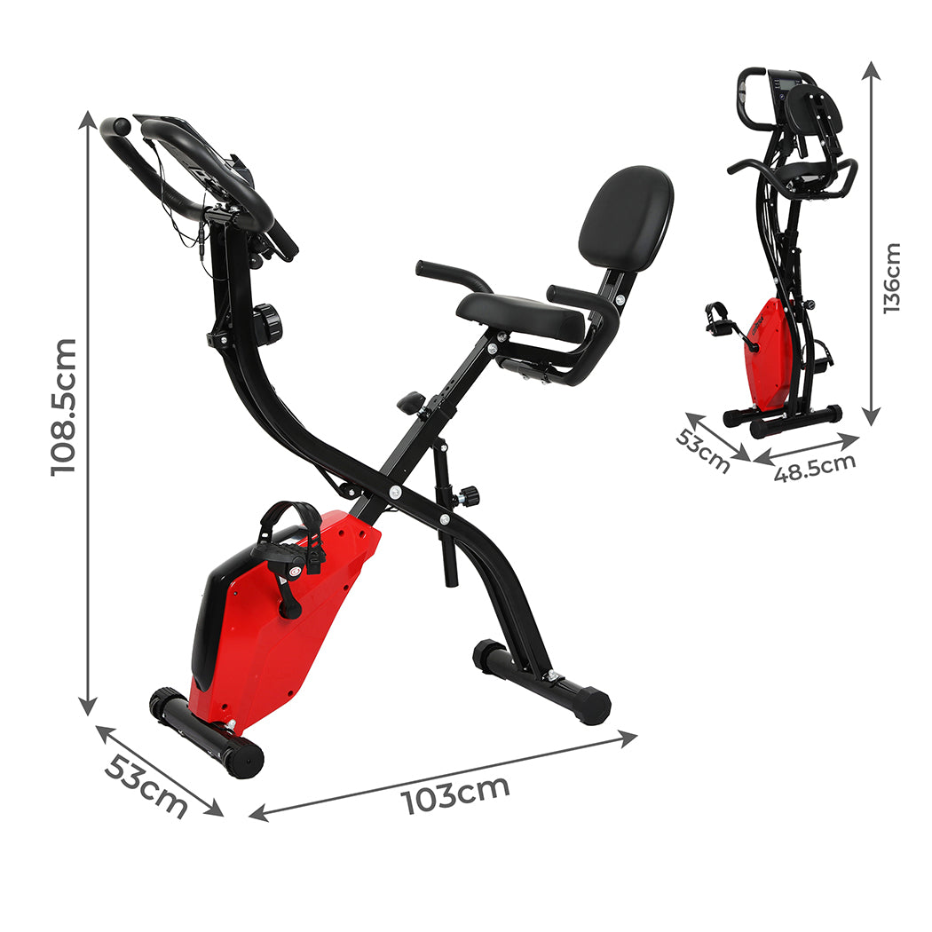 Folding Exercise Bike Magnetic Flywheel Cycling Arm Resistance Bands