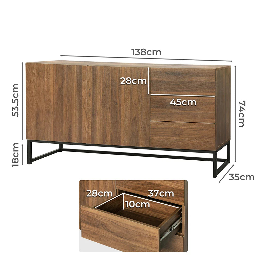 Levede Buffet Sideboard Storage Cabinet Walnut-2006733268245942274