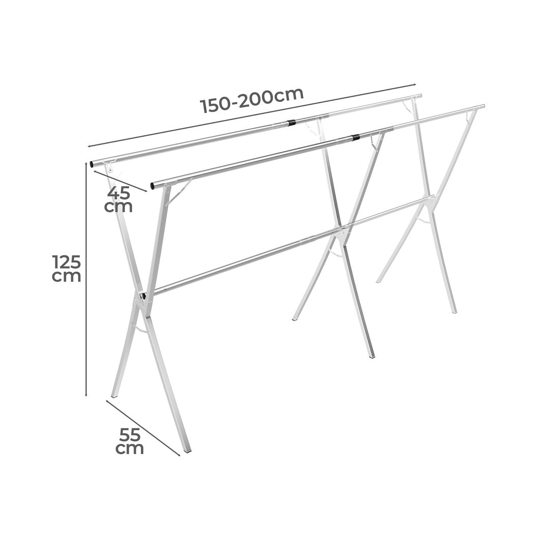 Levede Adjustable Clothes Drying Airer Foldable 150-200cm-1950769997898977282