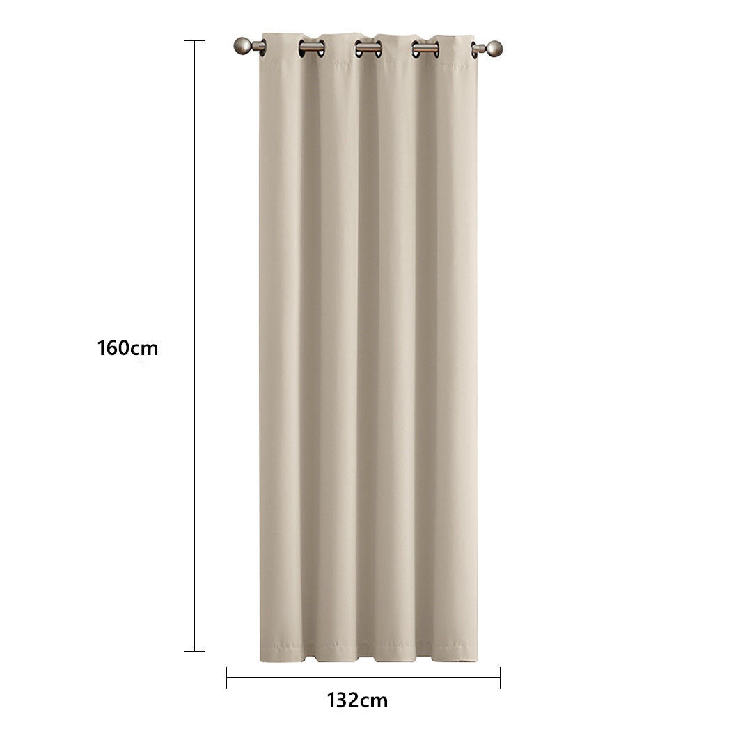 2x Blockout Curtains Panels 3 Layers Beige-1942353377186942978