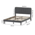 Levede Double Bed Frame Upholstered Adjustable Headboard Bed Platform Dark Grey-2050056771191574530