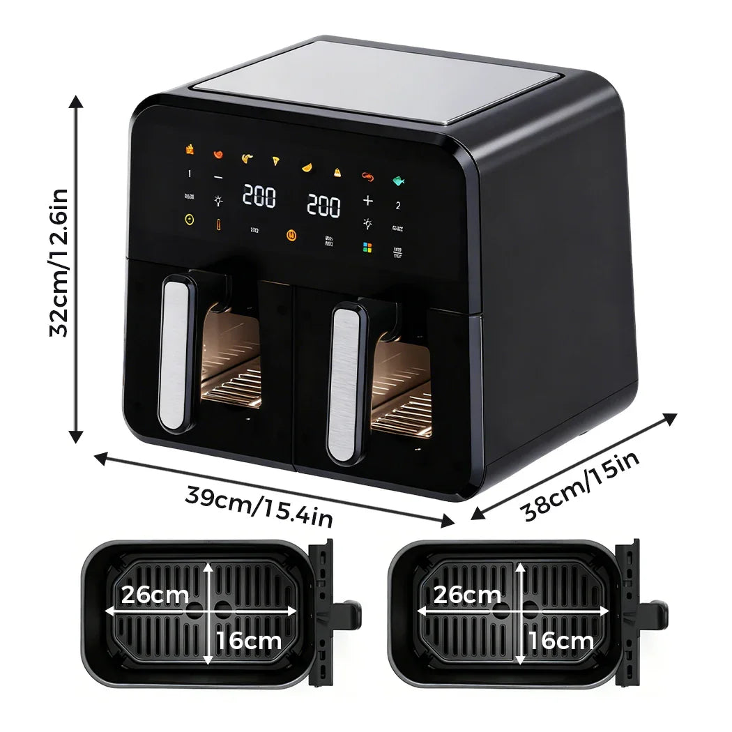 Spector 12L Dual Basket Air Fryer Electric Digital Touchscreen Oil Free Family-2050056774341496834