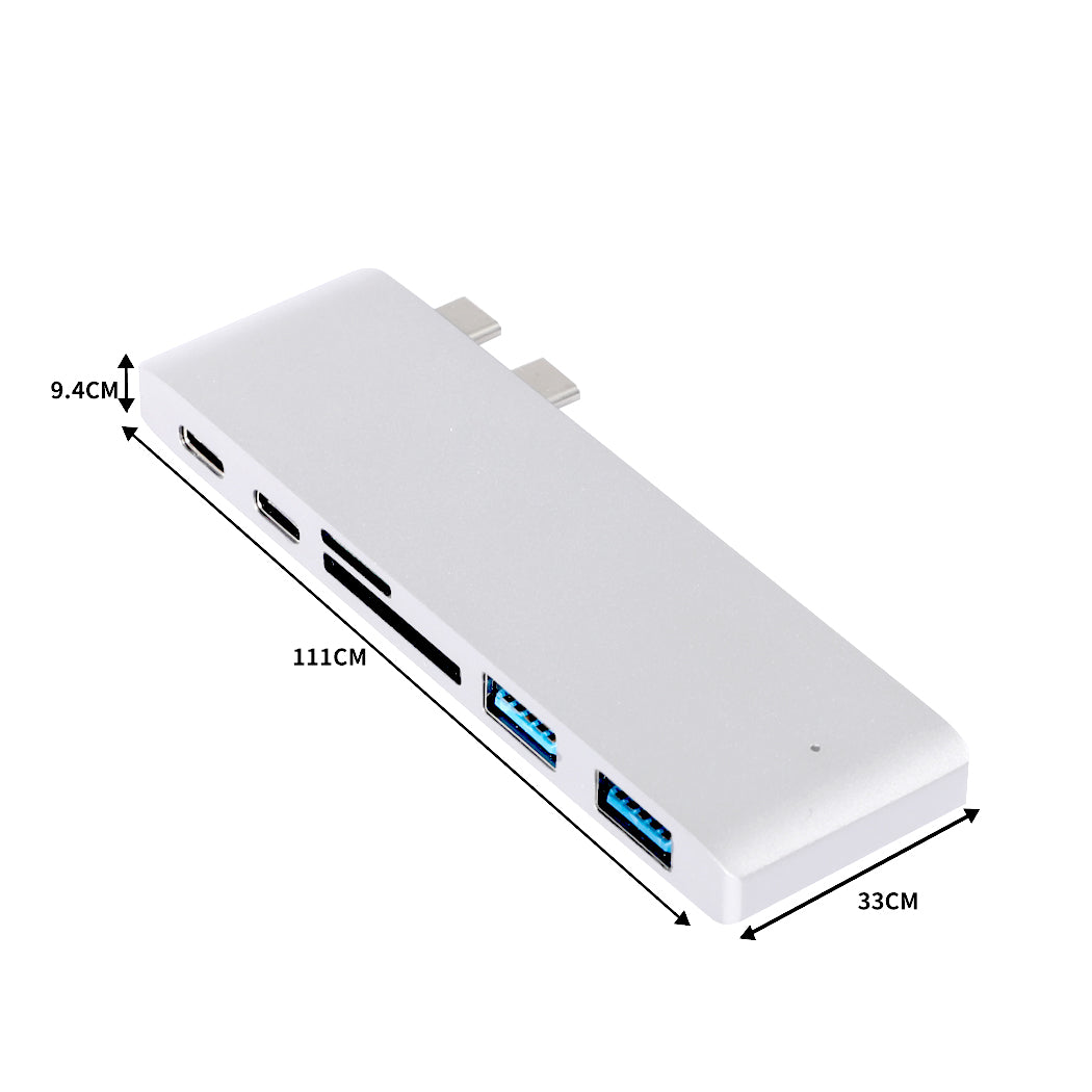 USB 3.0 Type-C HUB 6 Port Powered Adapter Silver-2018816658776395778