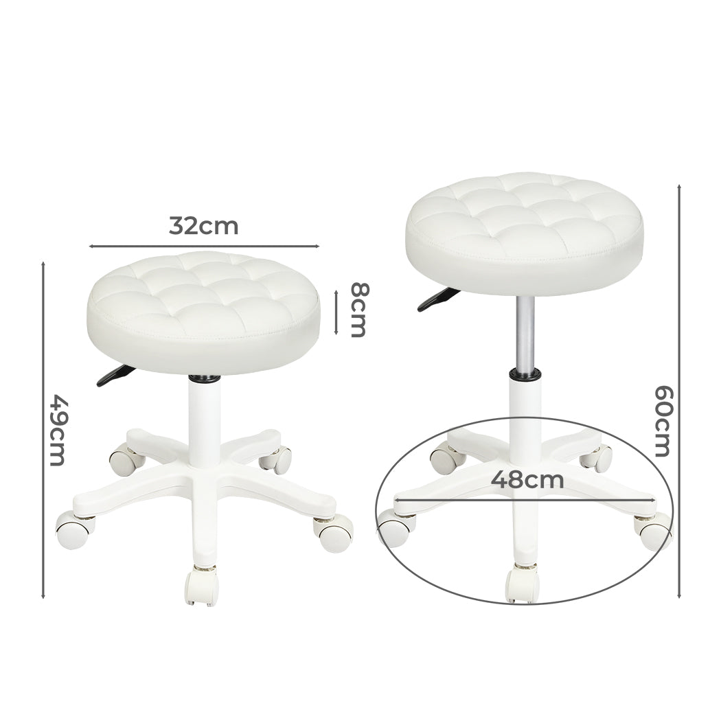 Levede 4x Rolling Bar Stool Swivel Salon SPA Chair Beige-2029387306187755522