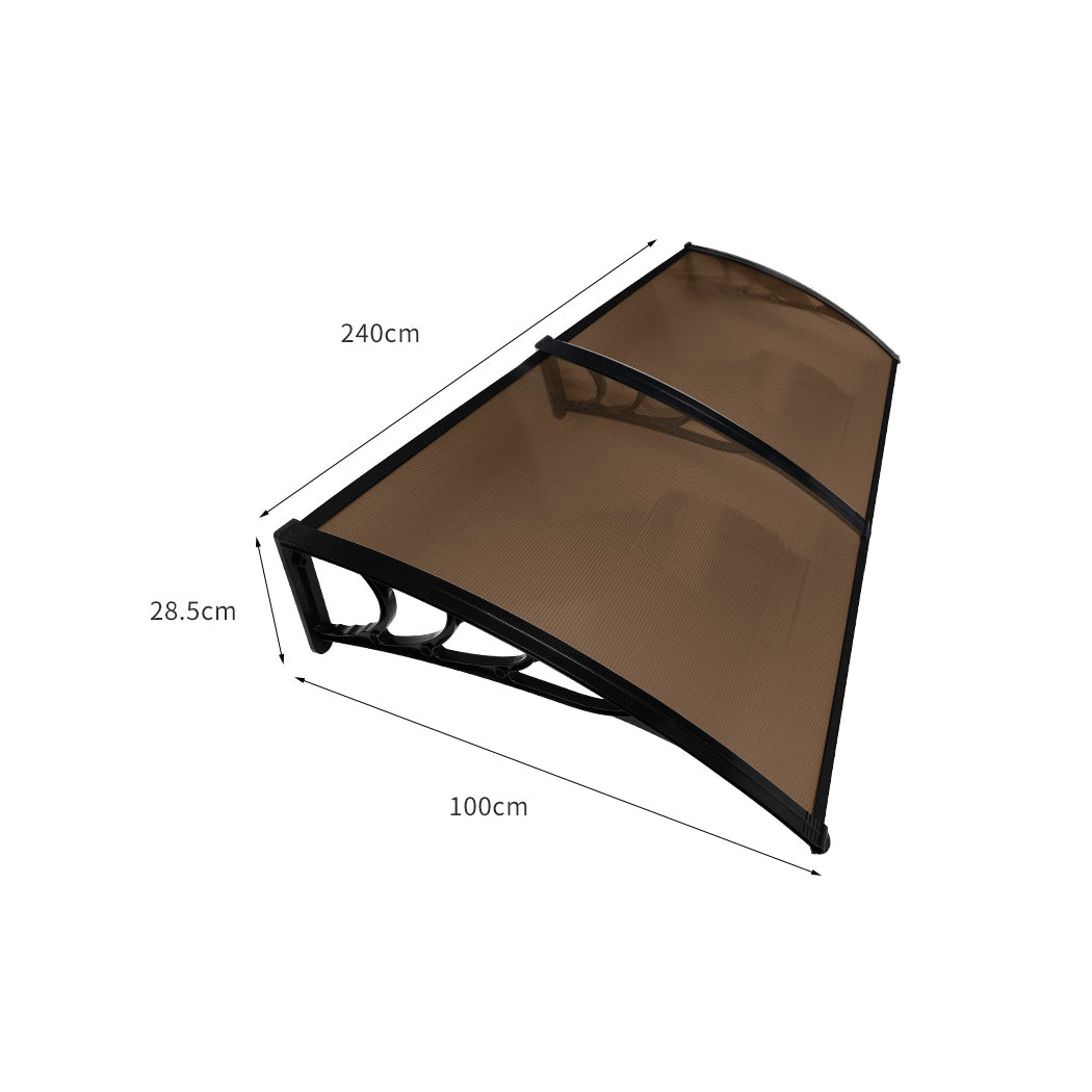 Mountview Window Door Awning Outdoor 1M X 2.4M Brown 1x2.4M-1886651038455435266