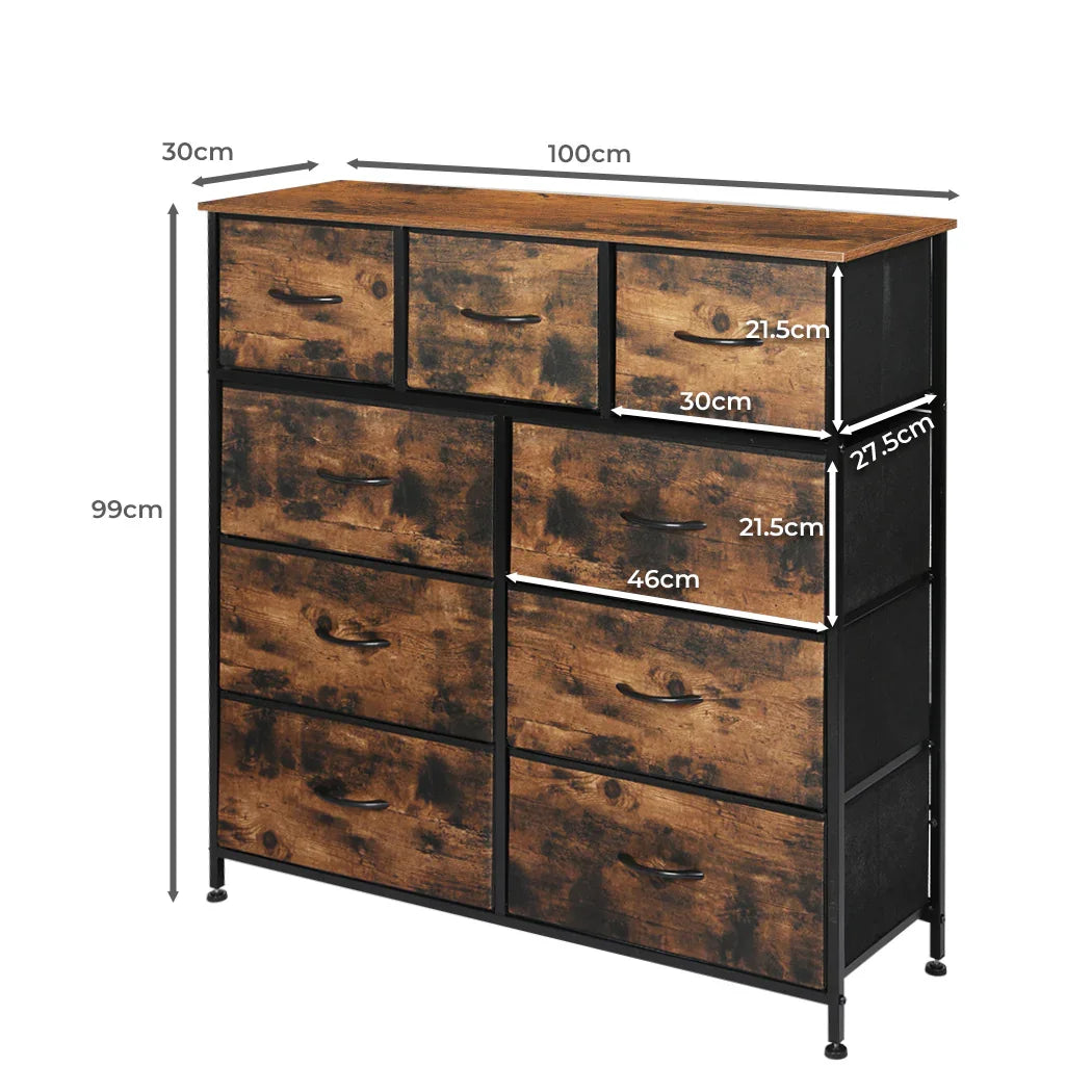 Levede Storage Cabinet Tower Chest Brown Fold-2018816894743744514
