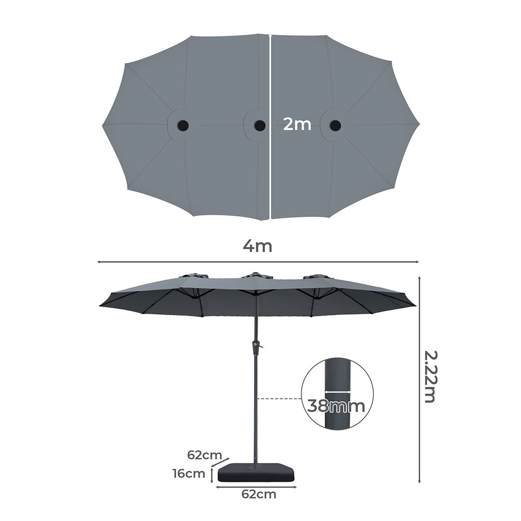Centra 4M Double-sided Patio Umbrella Outdoor Umbrella Base Stand Grey-1910112247968043010