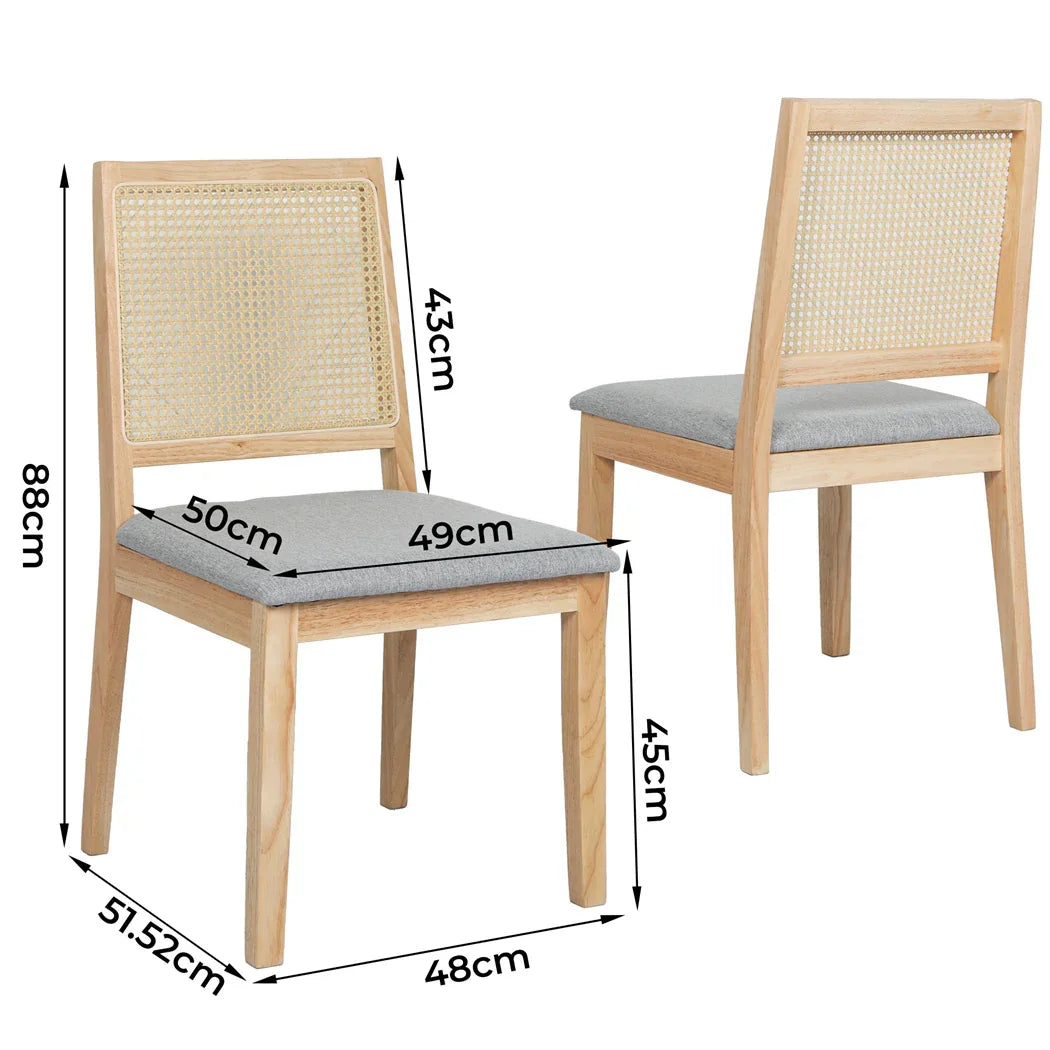 Levede 2x Rattan Dining Chair Solid Wood Lounge-2006732686290456578