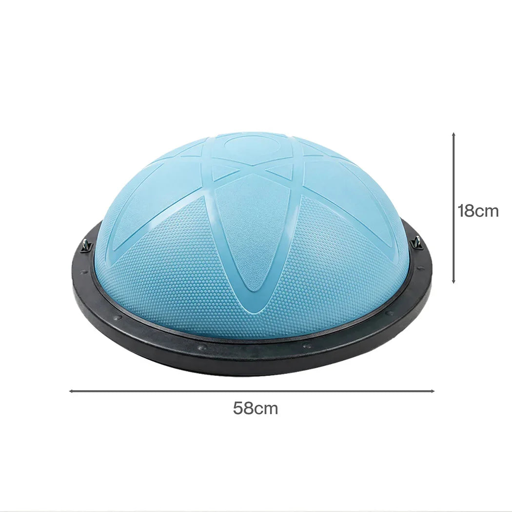 Centra Half Balance Ball Yoga Balance Trainer 2 Resistance Bands Home Gym Blue-2050056790200160257