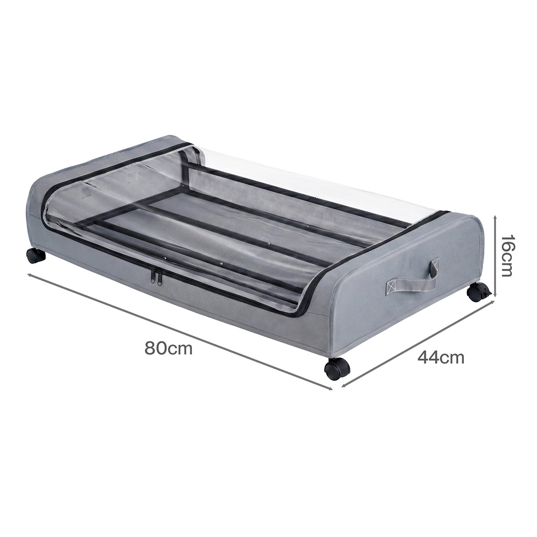 Levede 2x Under Bed Storage Containers for Shoe and Apparel Clear-Lidded Rolling-2072893559022948354