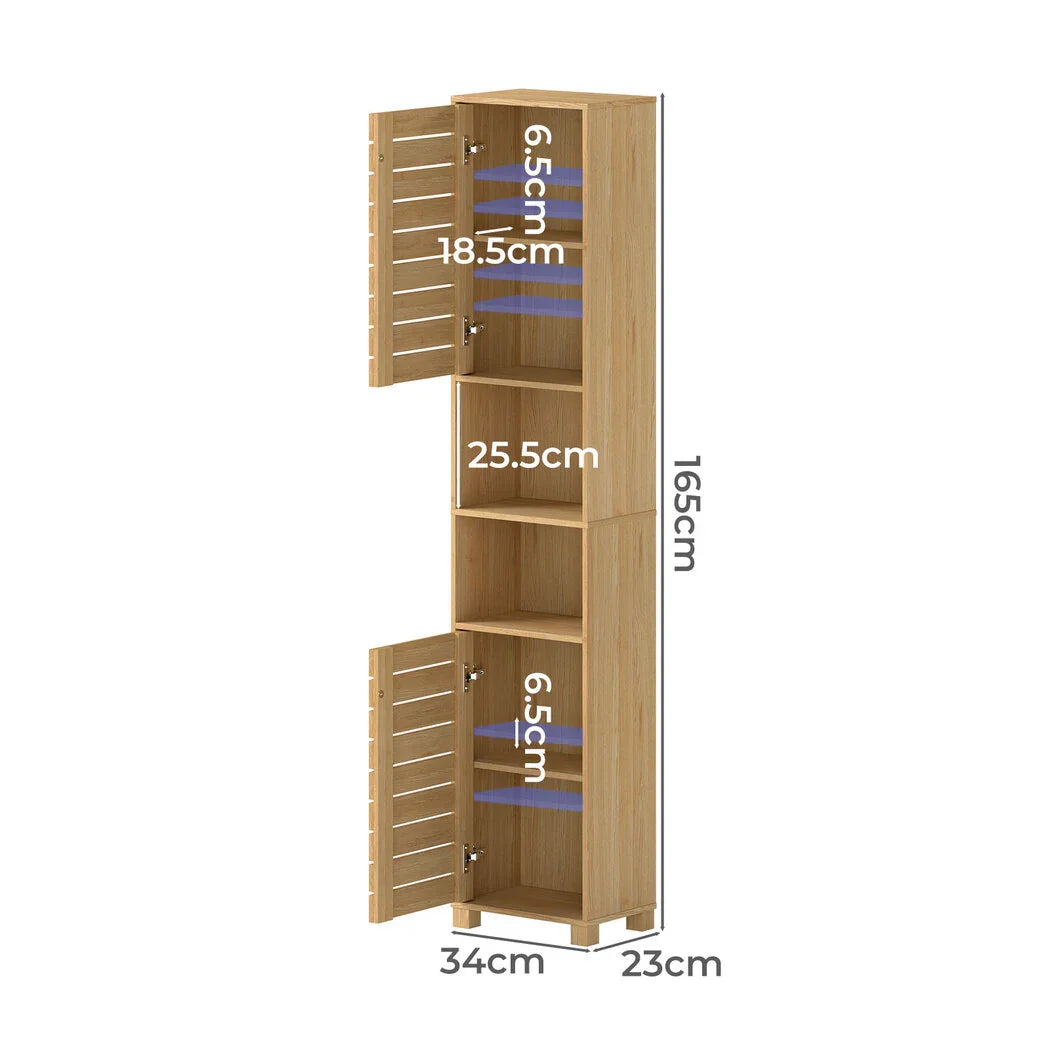 Levede Tall Bathroom Cabinet Storage 165cm Tallboy Adjustable Shelf Cupboard-2050056758117928962