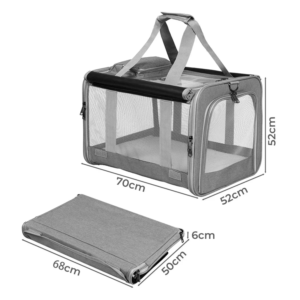 Pawz 3 in 1 Pet Soft Crate Dog Cat Carrier XL Size Grey-2006732695287238658