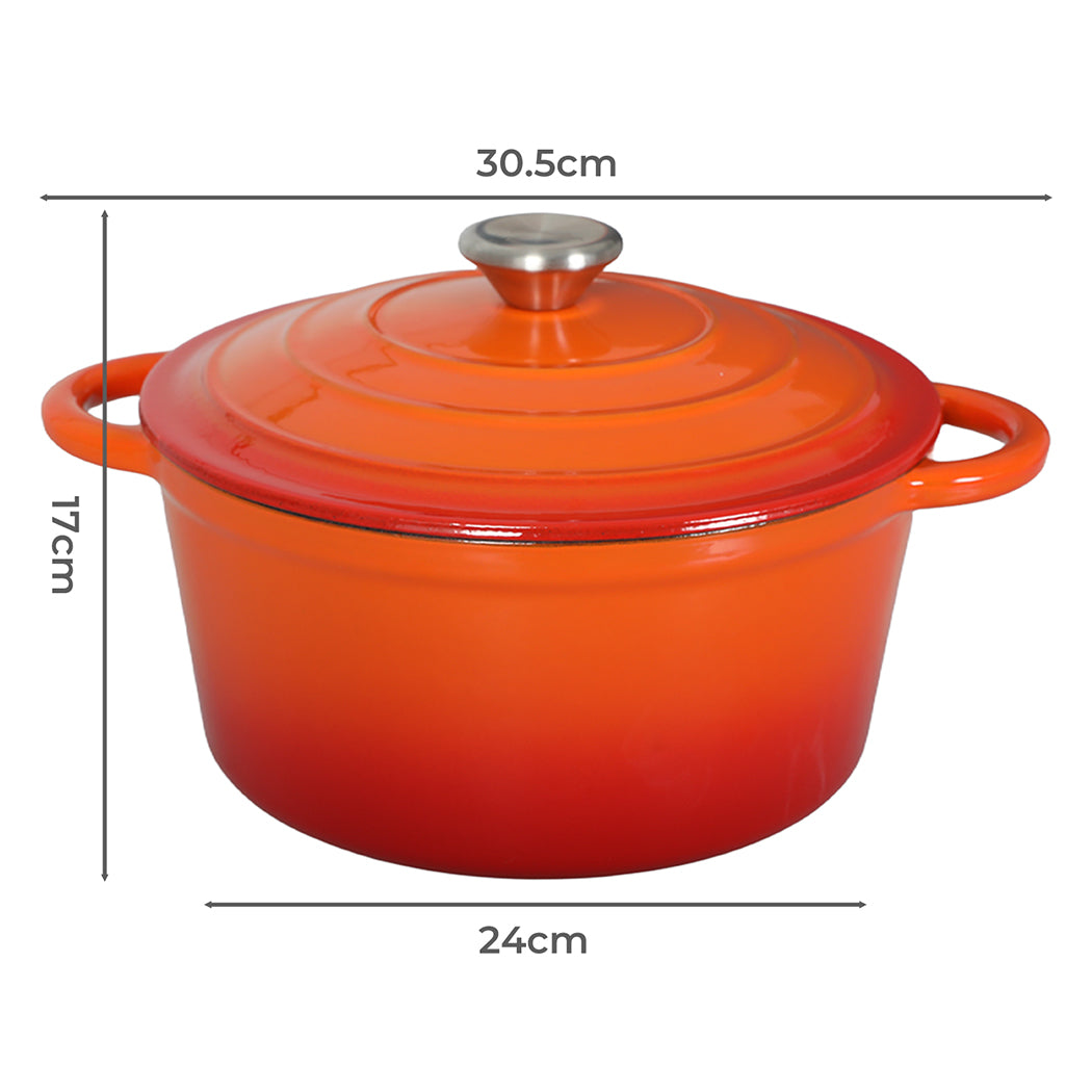 Toque Cast Iron Pot Dutch Oven Enameled Evenly Heats for Slow Cooking Orange-2109799595842932739