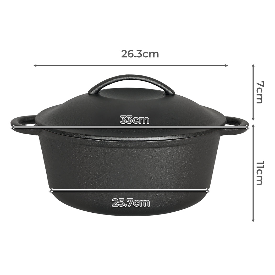 Pawz 6.6L Cast Iron Dutch Oven Heavy Duty Casserole Pot-2050056750383632386