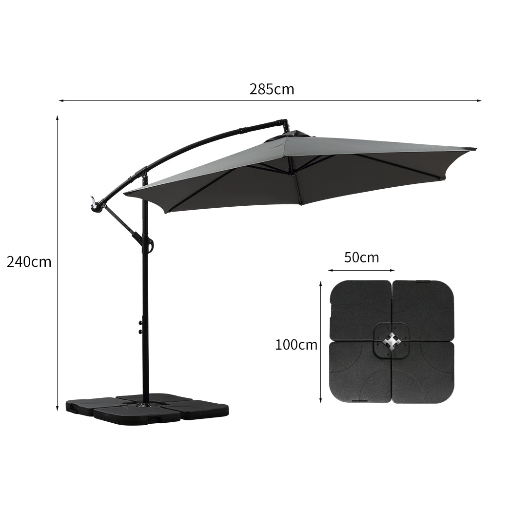 Mountview 3M Outdoor Umbrella Cantilever Grey With Base-1864184442336186370