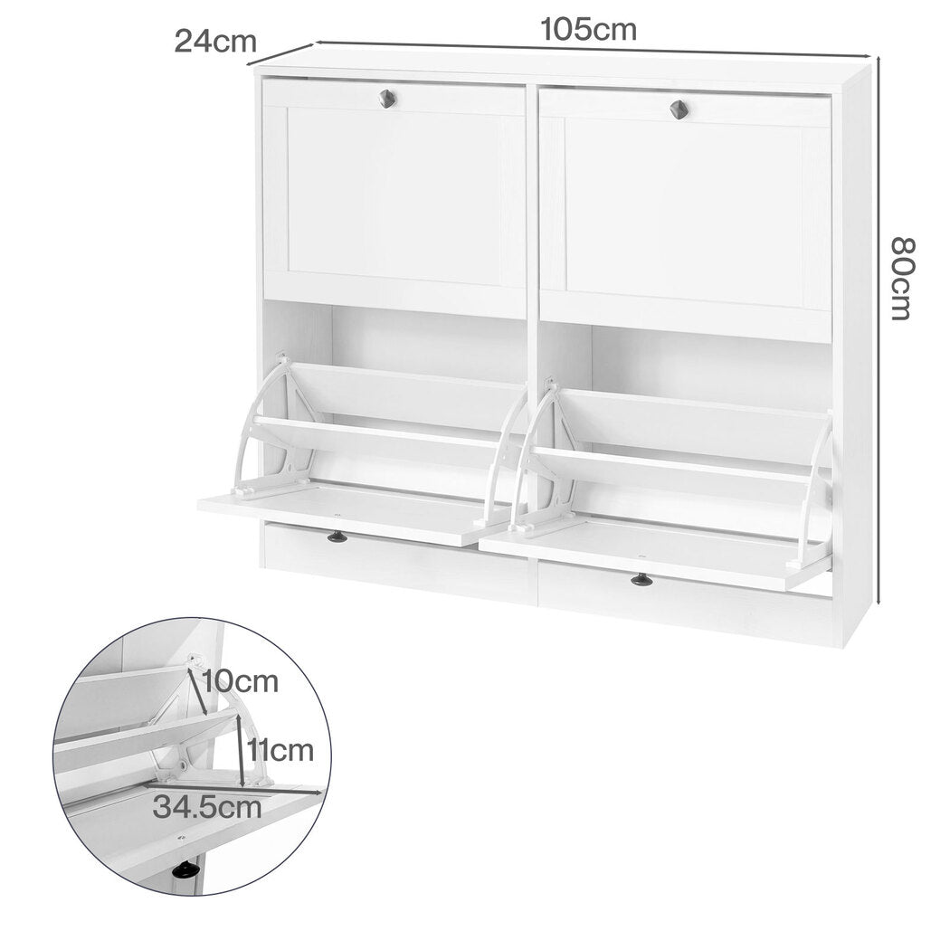 Levede Shoe Cabinet 4 Flip Drawers Vertical Storage Rack Organiser Entryway-2050059010169769986