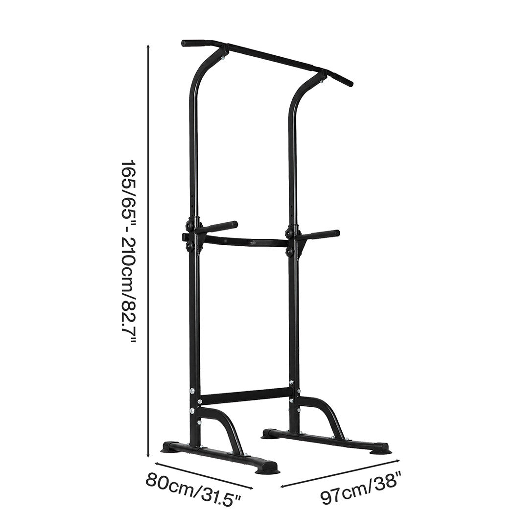 Centra Power Tower Pull Up Bar Dip Station Adjustable Home Gym 150kg Black-2072893534452715522