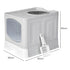 Pawz Large Cat Litter Box Foldable Top Entry Covered Litter Tray Scoop Grey-2050056785414459394