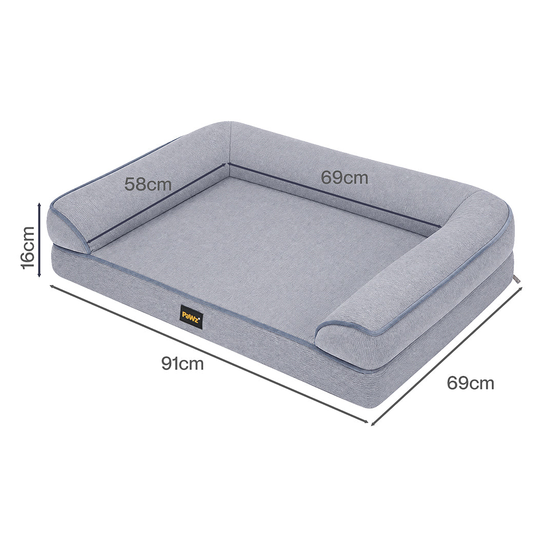 Pawz Cooling Orthopedic Dog Bed Waterproof Lining Washable Memory Foam Grey M-2072893573312942082