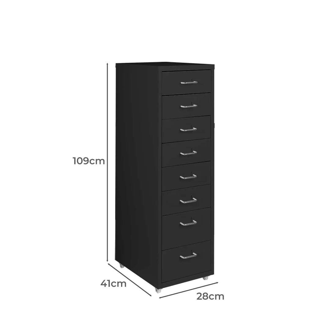 Levede 8 Drawer Office Cabinet Drawers Black-2018816893732917250