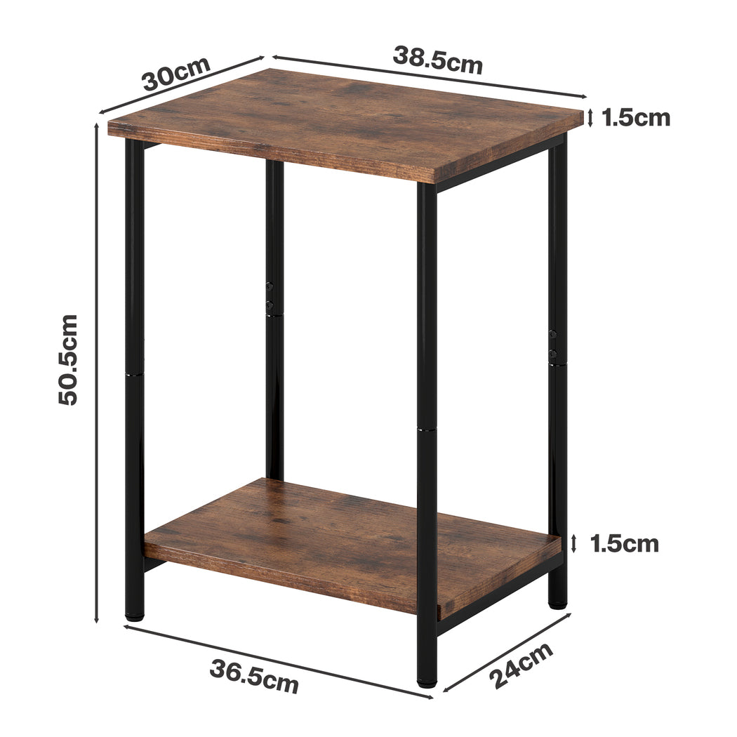 Levede Side Table 2-Tier Industrial Vintage End Table Storage Shelf Nightstand-2050059016343785474