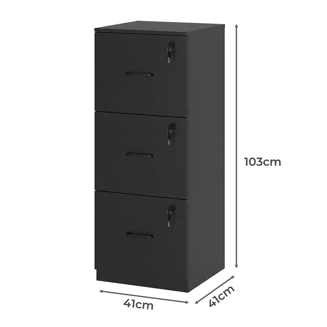 Levede File Cabinet 3 Lockable Drawers Modern Document Organiser Home Office-2072893556065964034