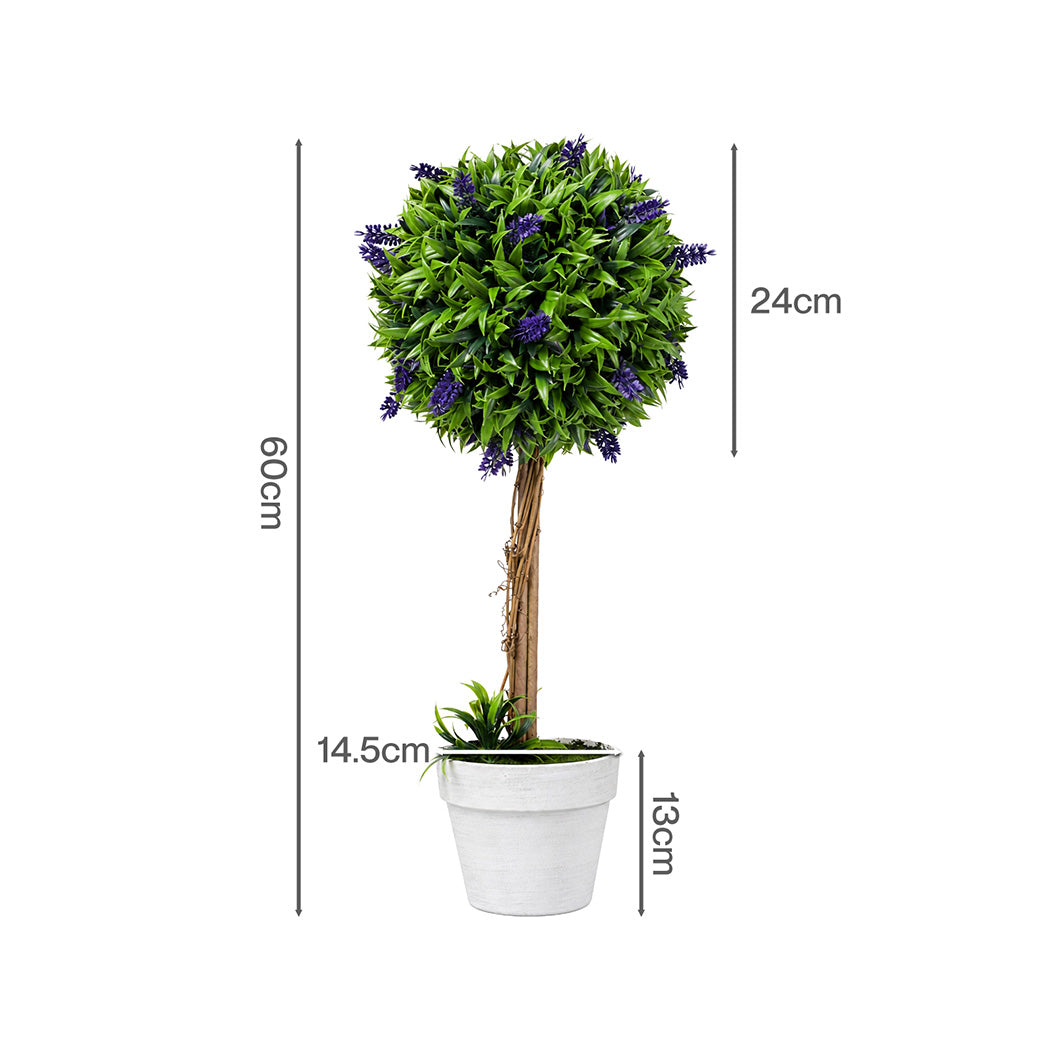 Lambu Artificial Plants Faux Lavender Topiary Set of 2 for Front Door Green-2109799601027092483