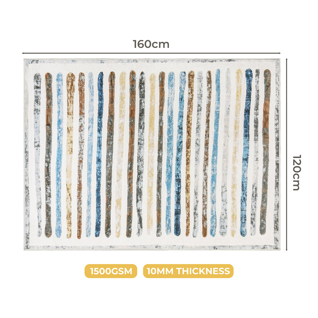 Marlow Floor Rug Short Pile Washable Carpet Soft Plush Non Slip Stripe 160x120-1937319788497997826