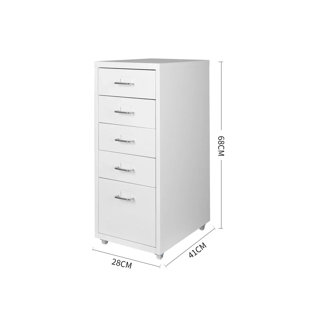 Levede 5 Drawer Office Cabinet Drawers White-2006733174390001666