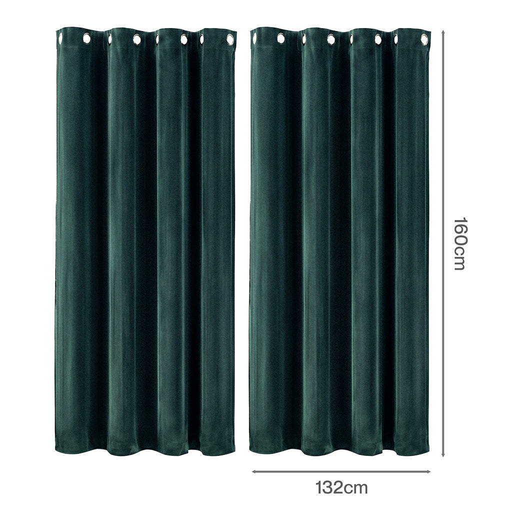 Marlow Blackout Curtains 2 Panels Velvet Room Darkening Eyelet Curtains Green-2072893568179113986