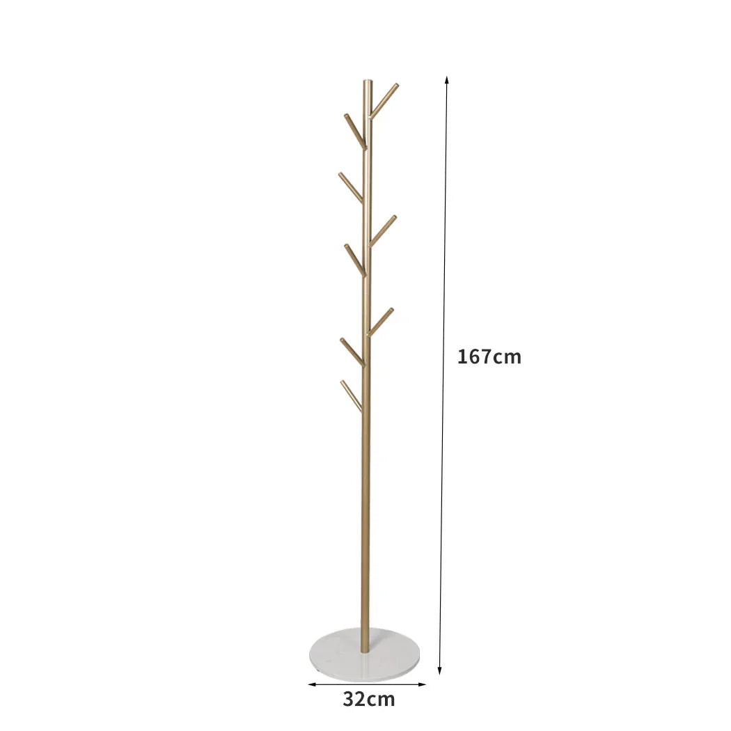 Levede Coat Rack Hat Clothes Stand Hanger Gold-2018816734156427266