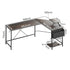 Levede Computer Desk Corner Desk Brown-2006732838480777218