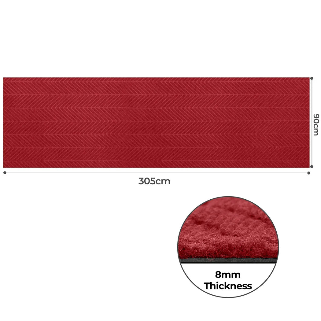 Marlow Extra Large Floor Rug Non Slip 90cm x 305cm Red-2006732691734663170