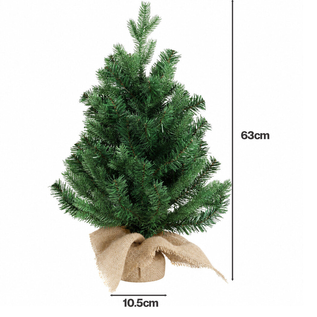 Santaco Christmas Tree 63cm Mini Xmas Tree 75 PVC Branches PVC Burlap Green-2100035037390049282