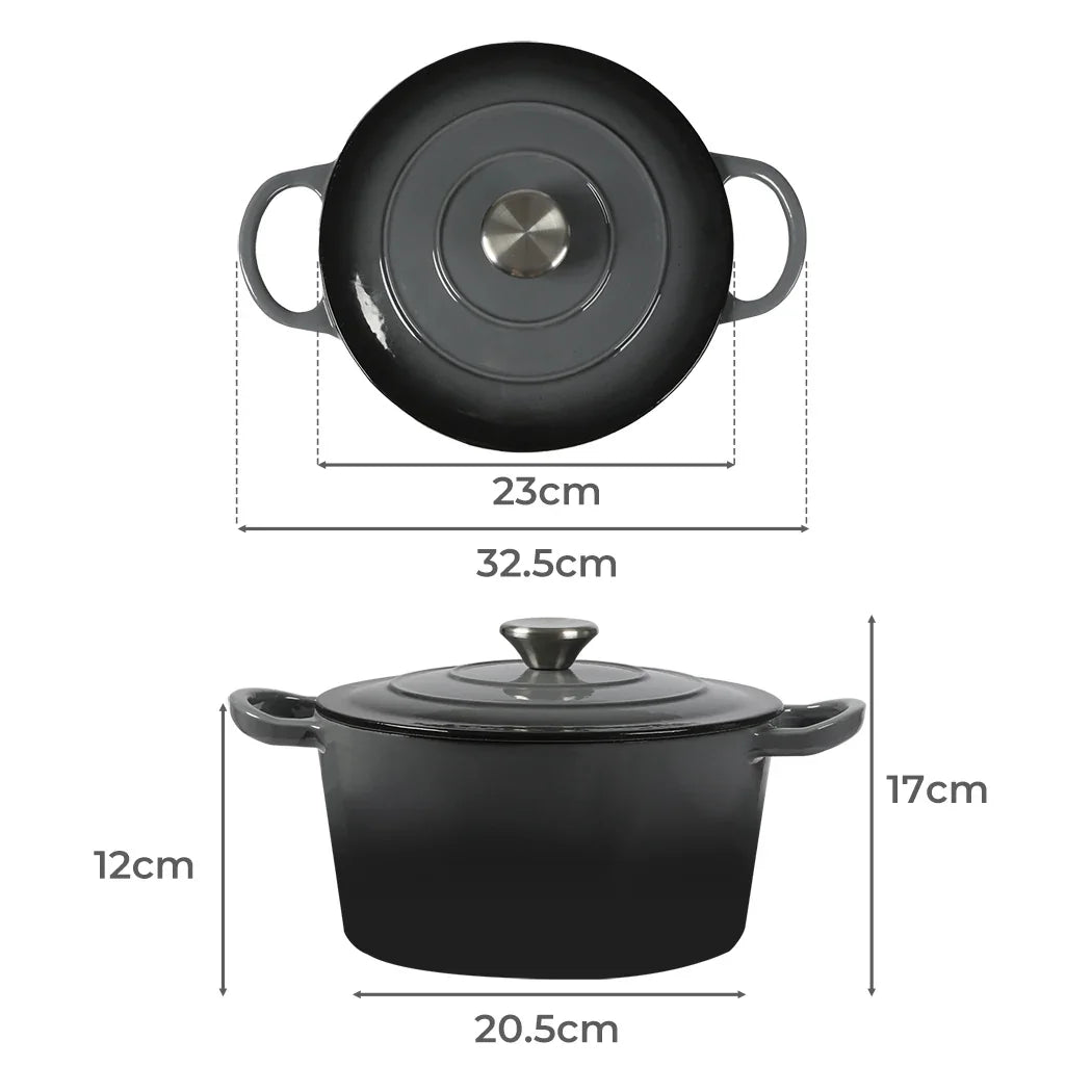 TOQUE 4L Enamel Dutch Oven Pot in Black Colour-2018816771812888578