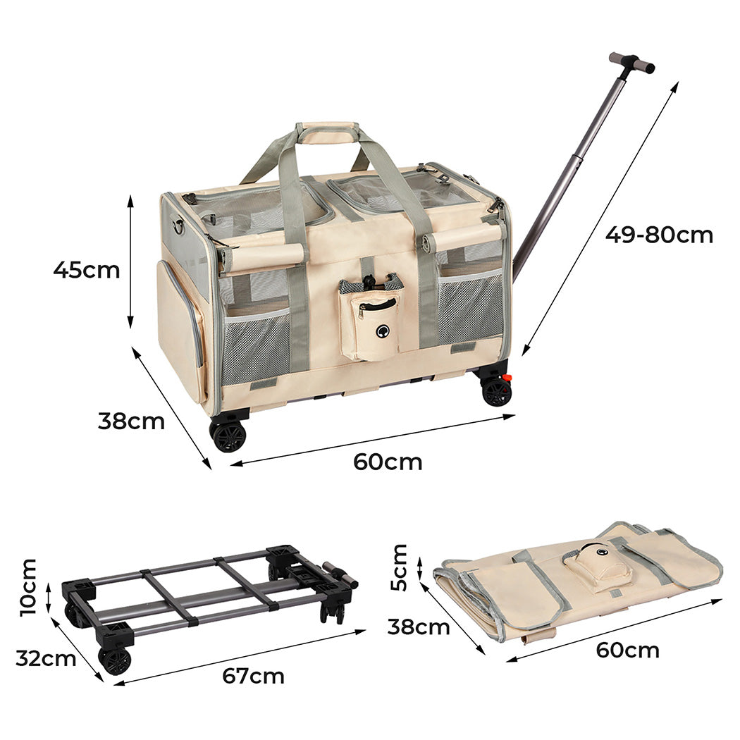 Pawz Pet Carrier 4 Wheel Portable Rolling Foldable-1894516807998509058