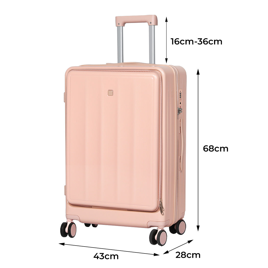 Slimbridge 26" Luggage Trolley Travel Hard Pink-1894516770241384450