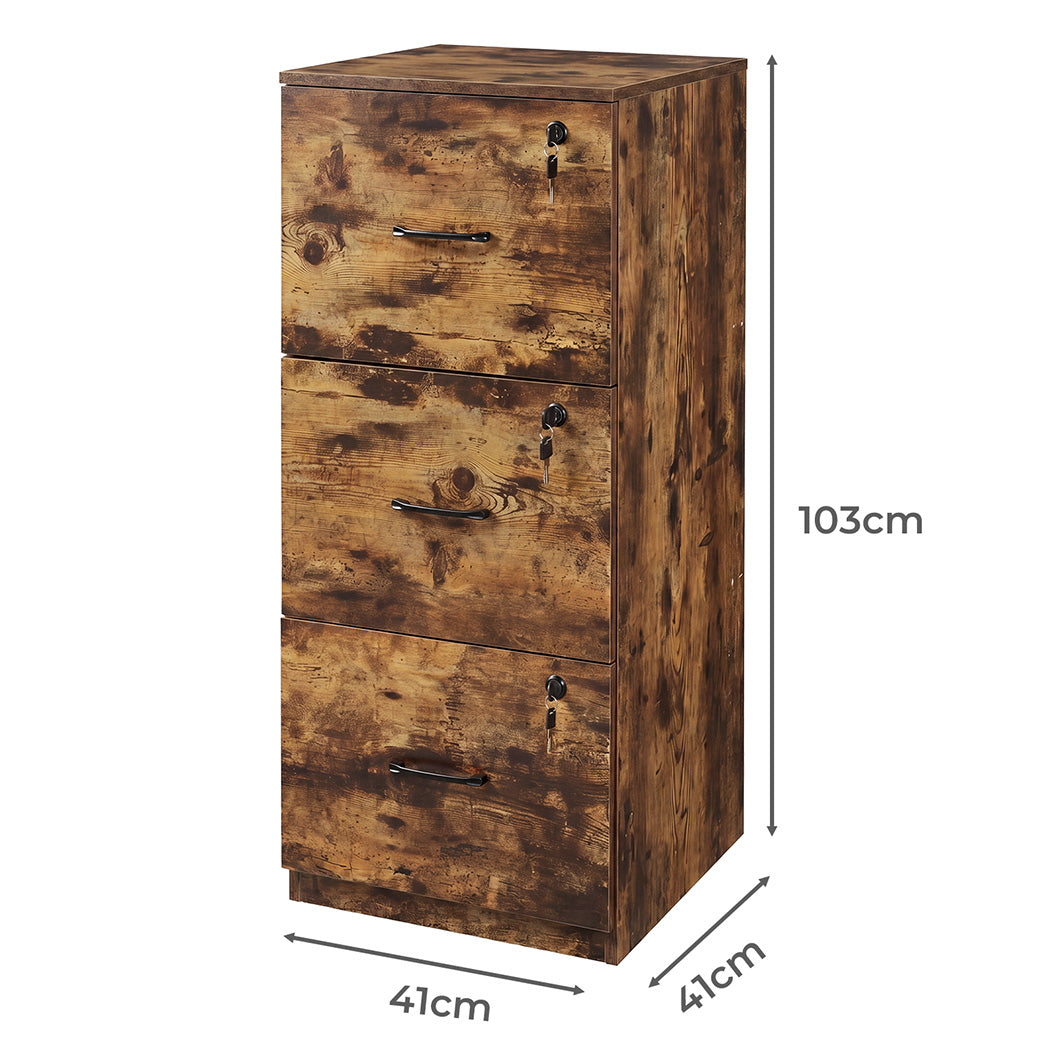 Levede File Cabinet Document Organiser  3 Lockable Drawers Vertical Cabinet-2072893556288262146