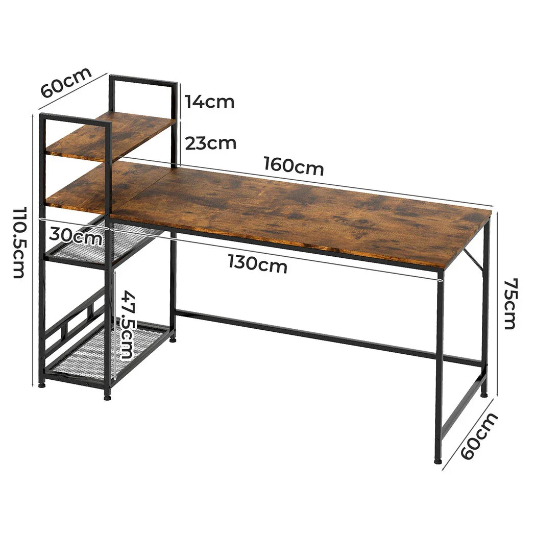 Levede Computer Desk Study Home Table with 4-Tier Shelf-2050056912246018050