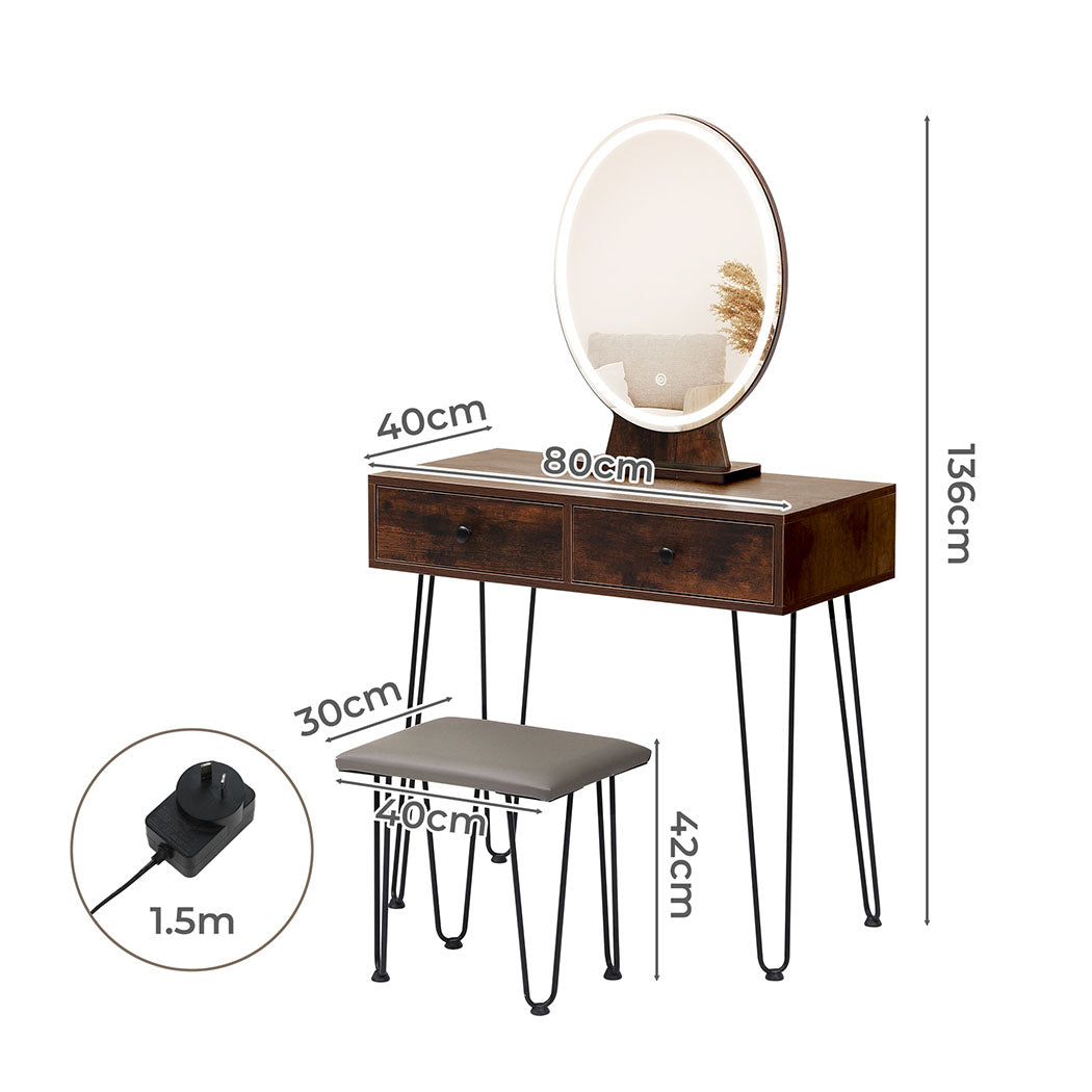 Levede Dressing Table LED Light Strip Brown