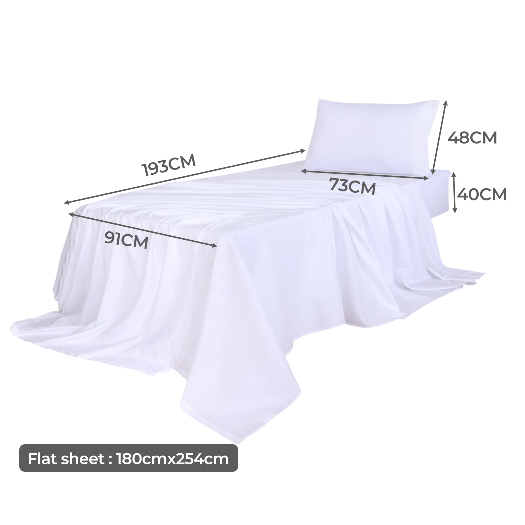 Dreamz 3pcs Sinigle Size 100% Bamboo Bed Sheet Set in White Colour Single-1864183185370386434