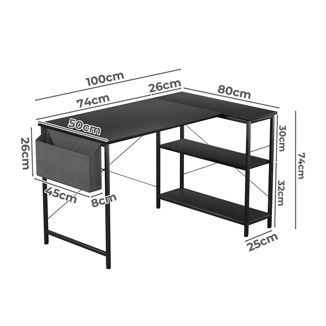 Levede L Shaped Computer Desk Corner Desk Black-2029387249963110402